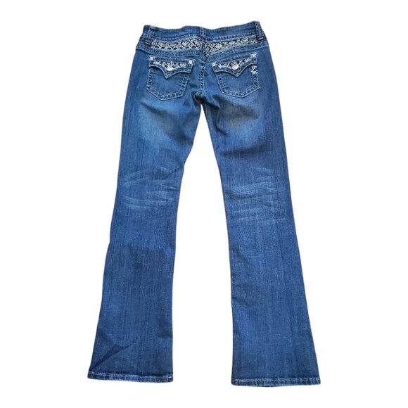 ZIPPER Premium SZ 9 Bootcut Embroidered Rhinestones Stretch Blue Jeans - Picture 5 of 10